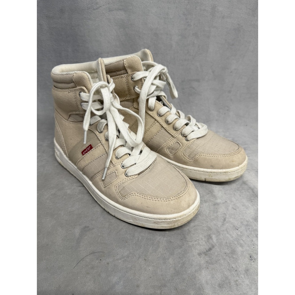 Levi's Shoes Womens Size 7.5 Beige High Top Canvas Casual Sneaker‎ Skate Style